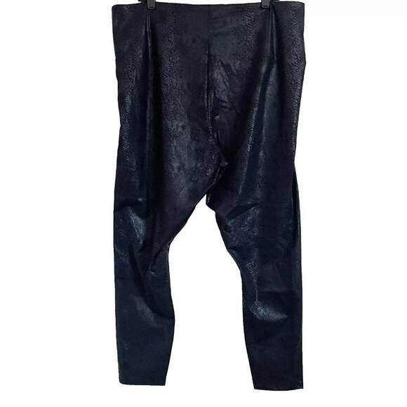 Lysse Leggings Size 3X Black Snakeskin Print Stretch Faux Leather NWT - Picture 3 of 8